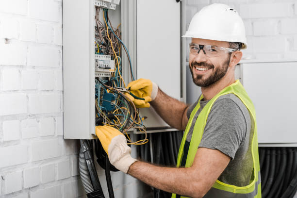 Professional electrician at work